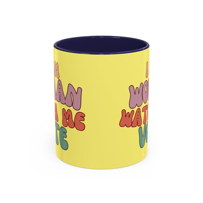 I Am Woman Watch Me Vote Yellow Accent Mug by theGreenDragonTavern.shop