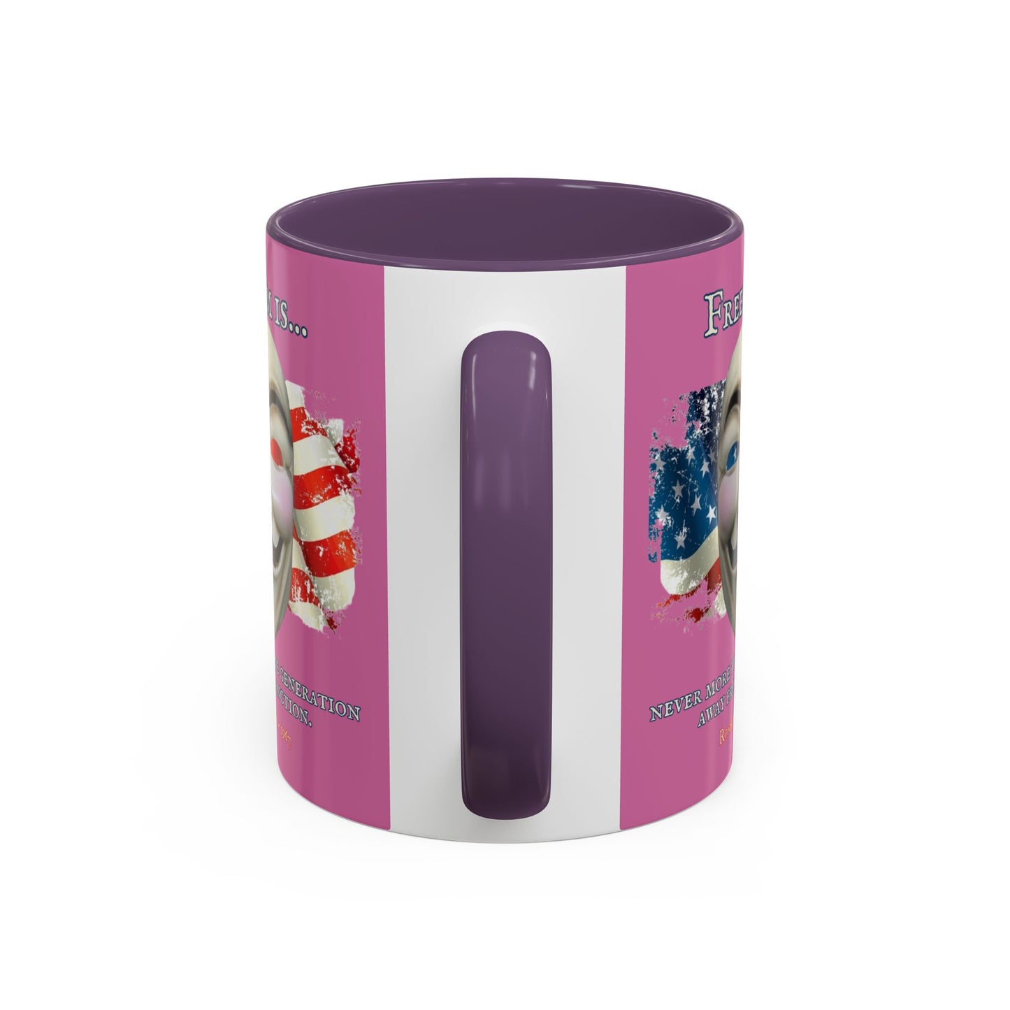 Ronald Reagan Freedom Vendetta Pink Accent Mug by theGreenDragonTavern.shop