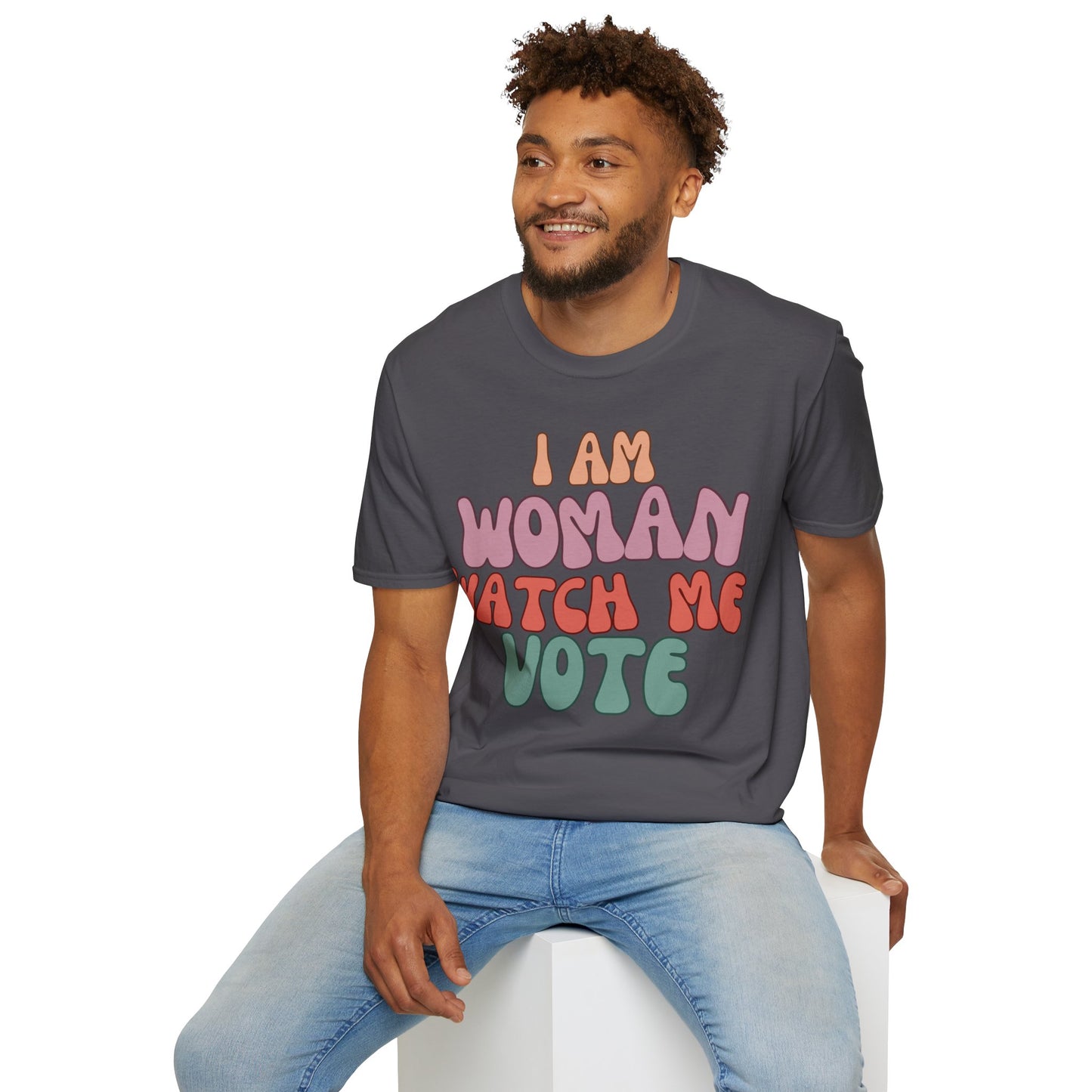 I Am Woman Watch Me Vote Dark colors Unisex T-Shirt by theGreenDragonTavern.shop