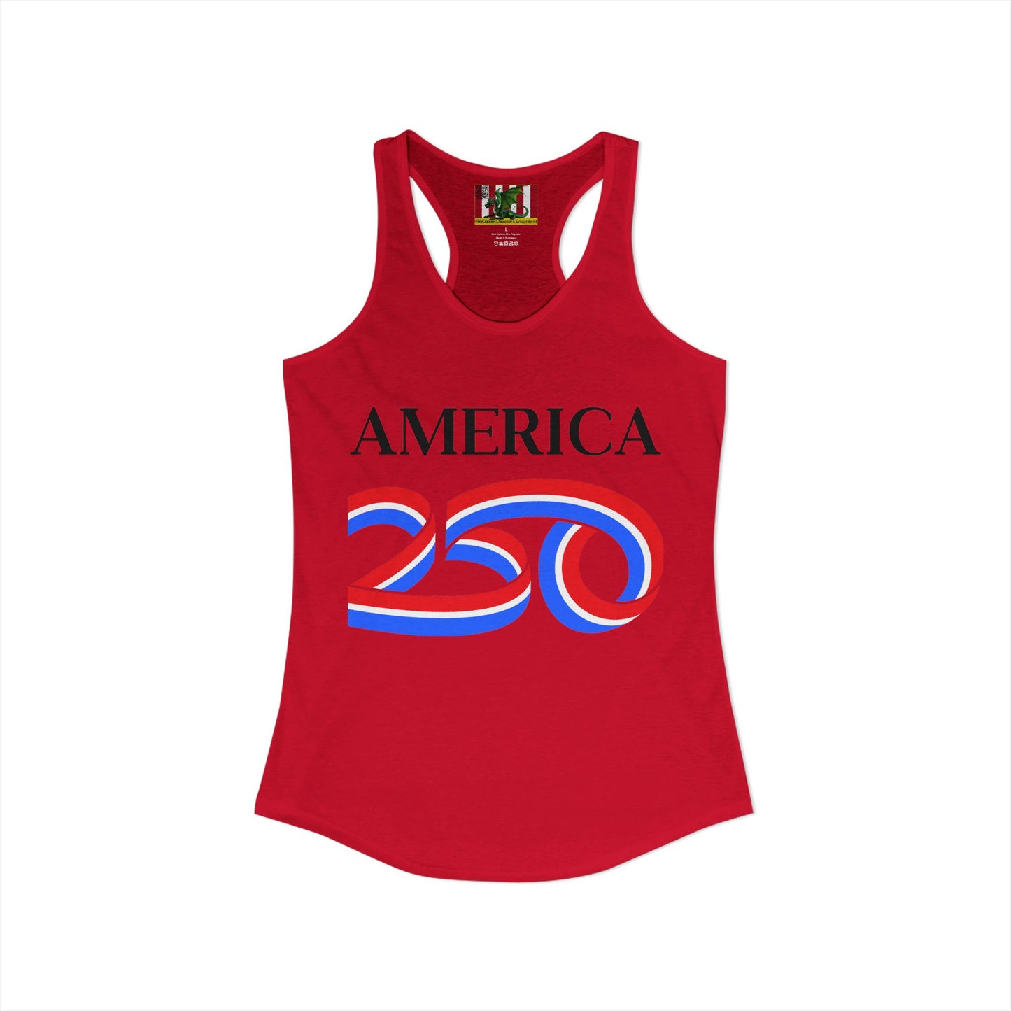 America 250 Black font Women's Racerback Tank Top by theGreenDragonTavern.shop