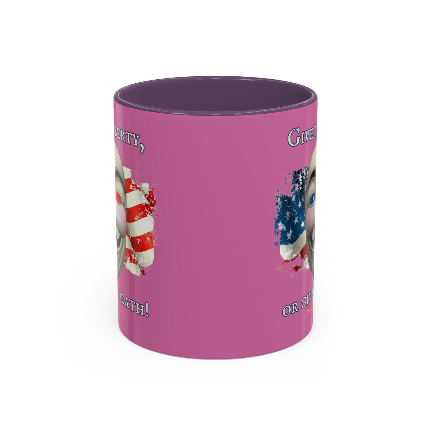 Vendetta, "Give me liberty, or give me death!" Pink Accent Mug by theGreenDragonTavern.shop