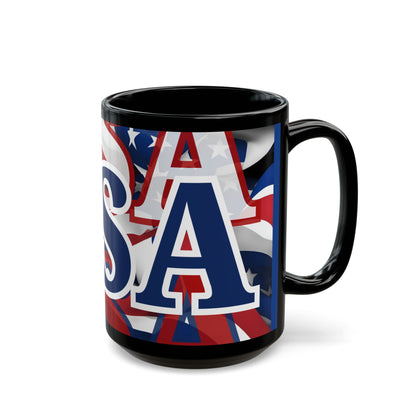USA! USA! USA Blue font Patriot Blue Mug by theGreenDragonTavern.shop