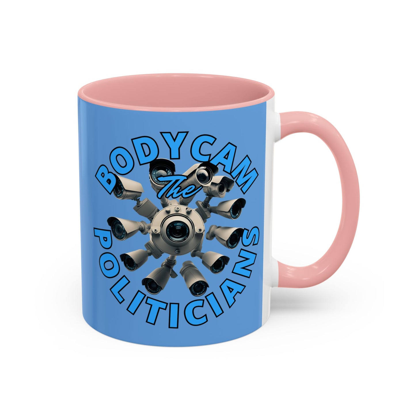 Bodycam the Politicians Cameras Blue Accent Mug by theGreenDragonTavern.shop