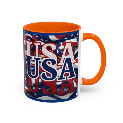 USA Blue font Center Patriot Blue Accent Mug by theGreenDragonTavern.shop