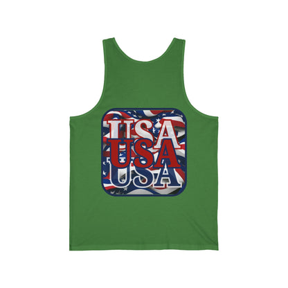 2-sided, RED White and Blue USA Patriot Unisex Jersey Tank Top by theGreenDragonTavern.shop