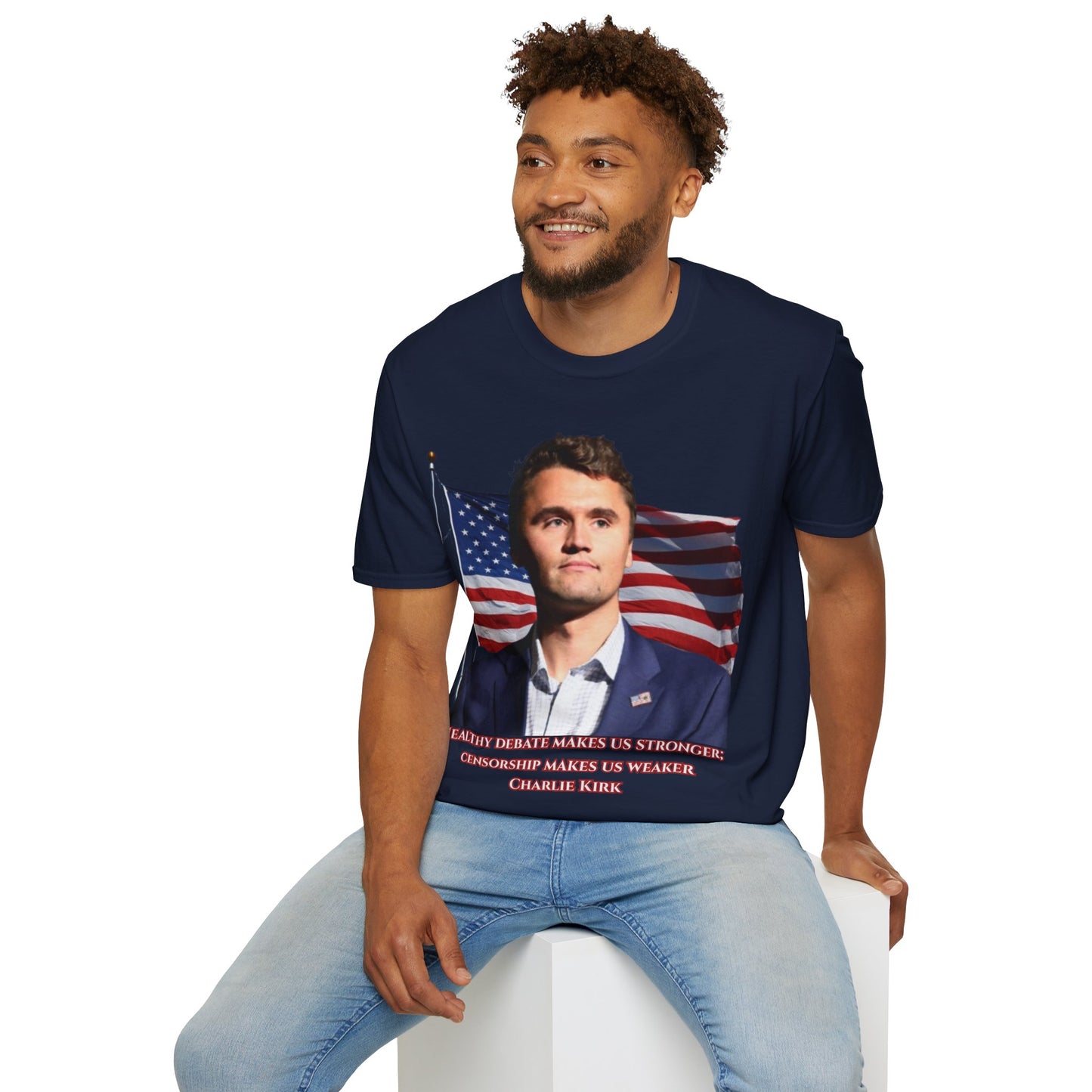 Charlie Kirk, Healthy Debate Dark colors Unisex T-Shirt by theGreenDragonTavern.shop