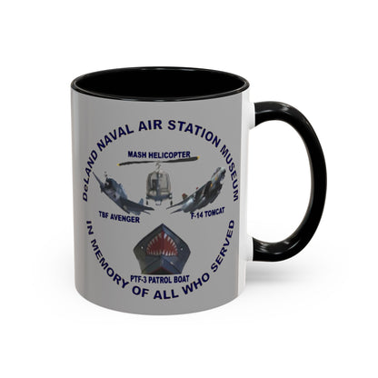 DNASM 2-sided, Founding & Student Art Light Grey Accent Mug by theGreenDragonTavern.shop