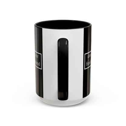 don't assume your freedoms are assured White font Black Accent Mug by theGreenDragonTavern.shop