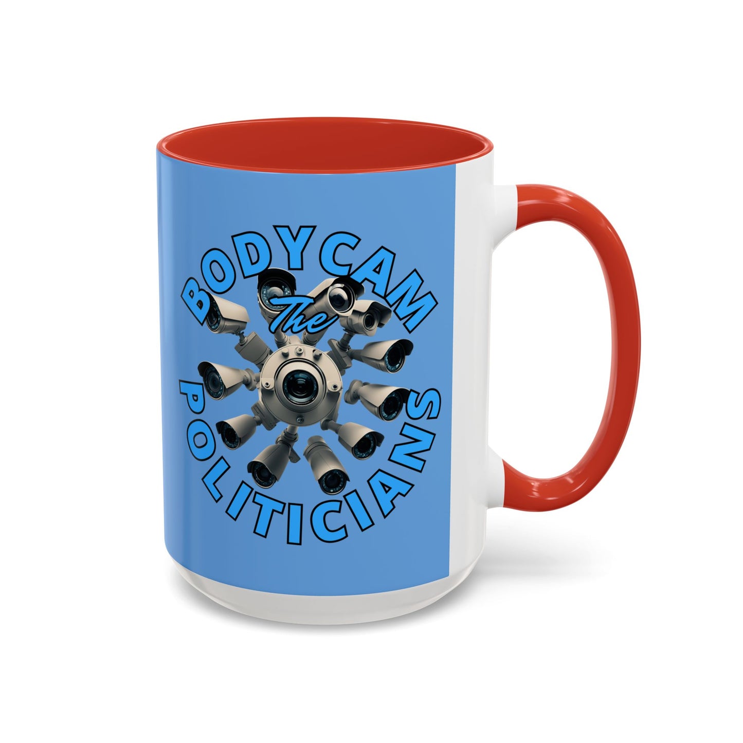 Bodycam the Politicians Cameras Blue Accent Mug by theGreenDragonTavern.shop