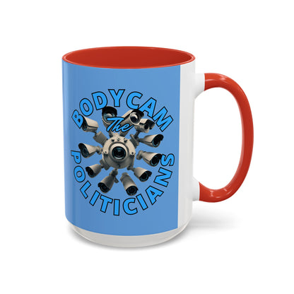 Bodycam the Politicians Cameras Blue Accent Mug by theGreenDragonTavern.shop