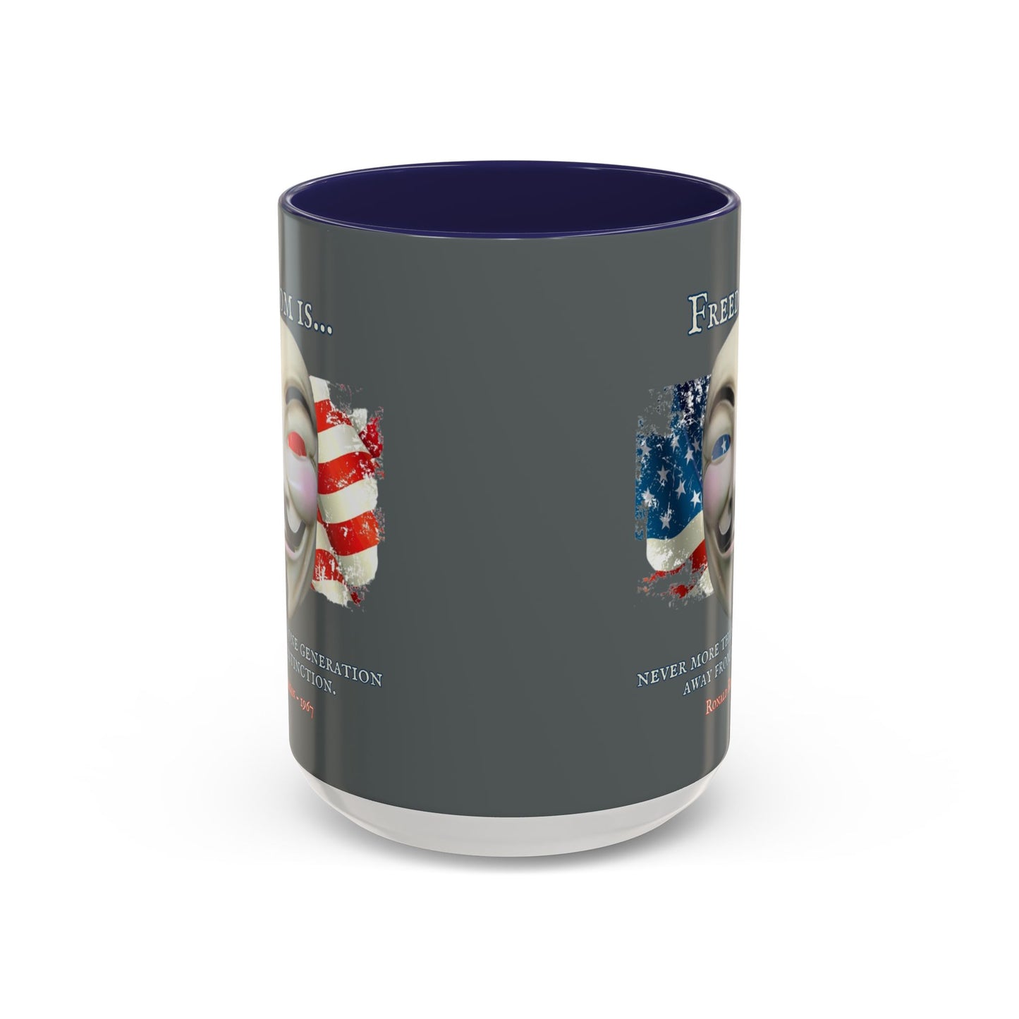 Ronald Reagan Freedom Vendetta Grey Accent Mug by theGreenDragonTavern.shop