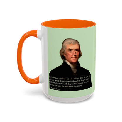 We hold these truths to be self-evident Light Green Accent Mug by theGreenDragonTavern.shop