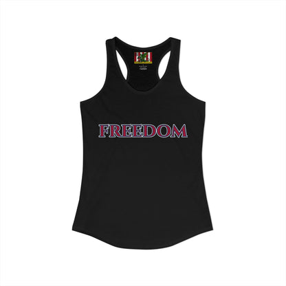 Freedom, Red font Woman's Racerback Tank Top by theGreenDragonTavern.shop