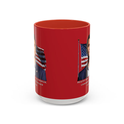 Charlie Kirk, Healthy Debate Red Accent Mug by theGreenDragonTavern.shop