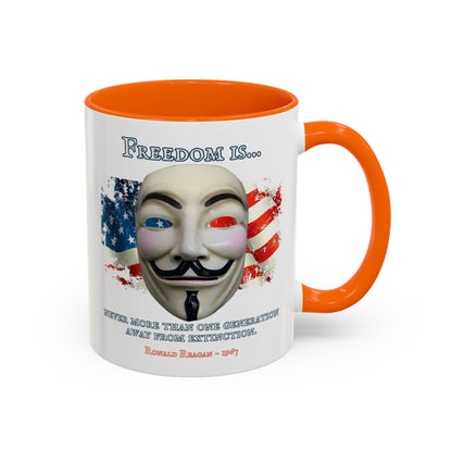 Ronald Reagan Freedom Vendetta White Accent Mug by theGreenDragonTavern.shop