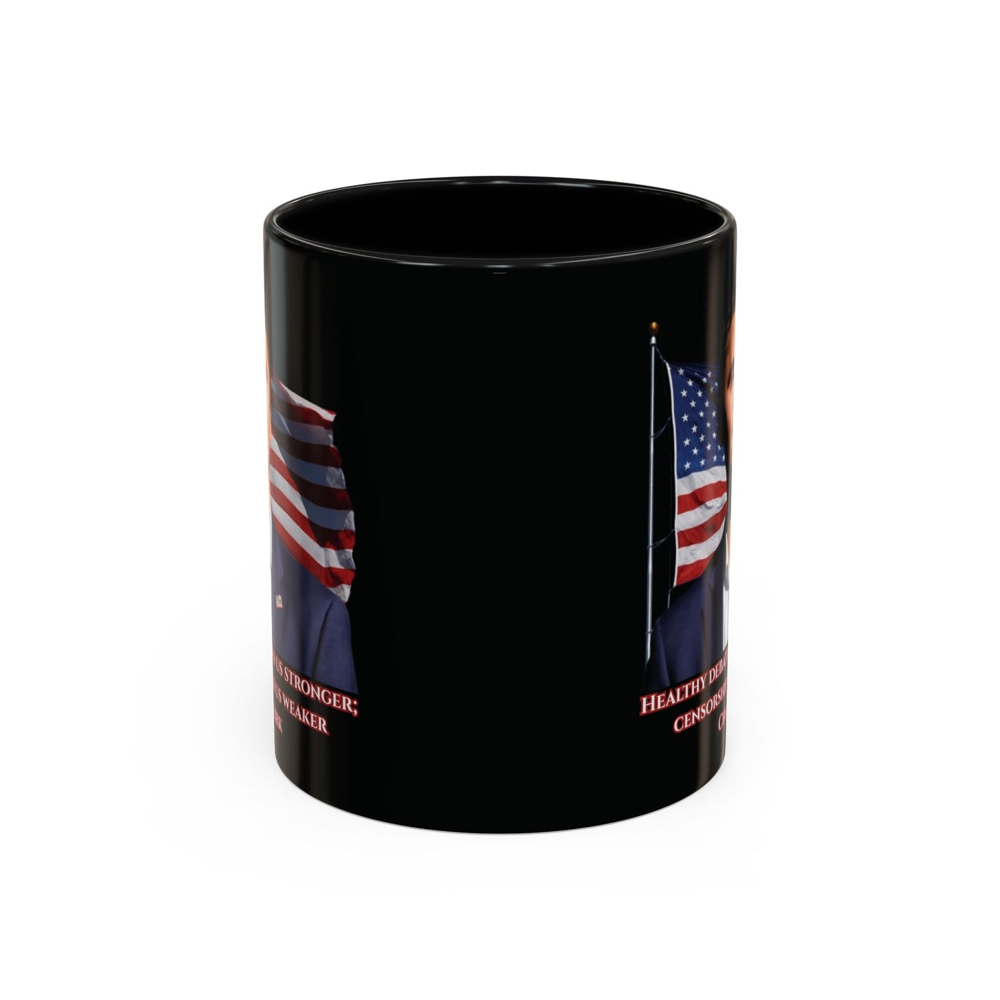 Charlie Kirk, Healthy Debate Black Accent Mug by theGreenDragonTavern.shop