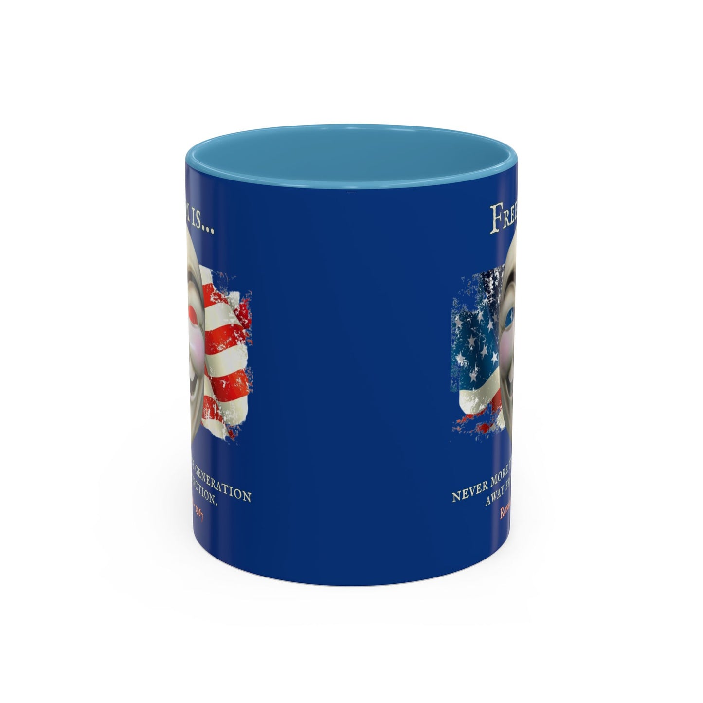 Ronald Reagan Freedom Vendetta Blue Accent Mug by theGreenDragonTavern.shop