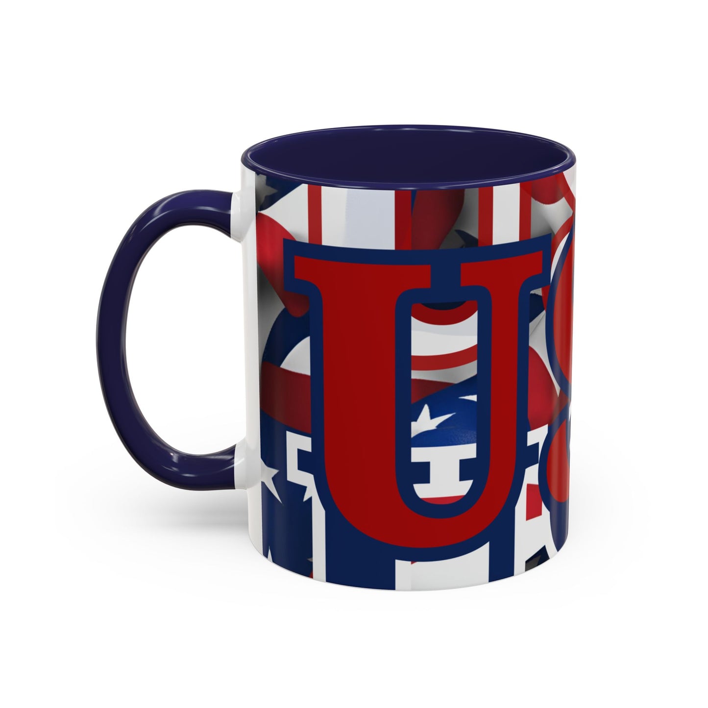 USA! USA! USA Red font Patriot Red Accent Mug by theGreenDragonTavern.shop