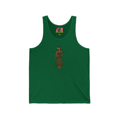 2-sided, Hula Girl Packin' Heat Unisex Jersey Tank Top by theGreenDragonTavern.shop