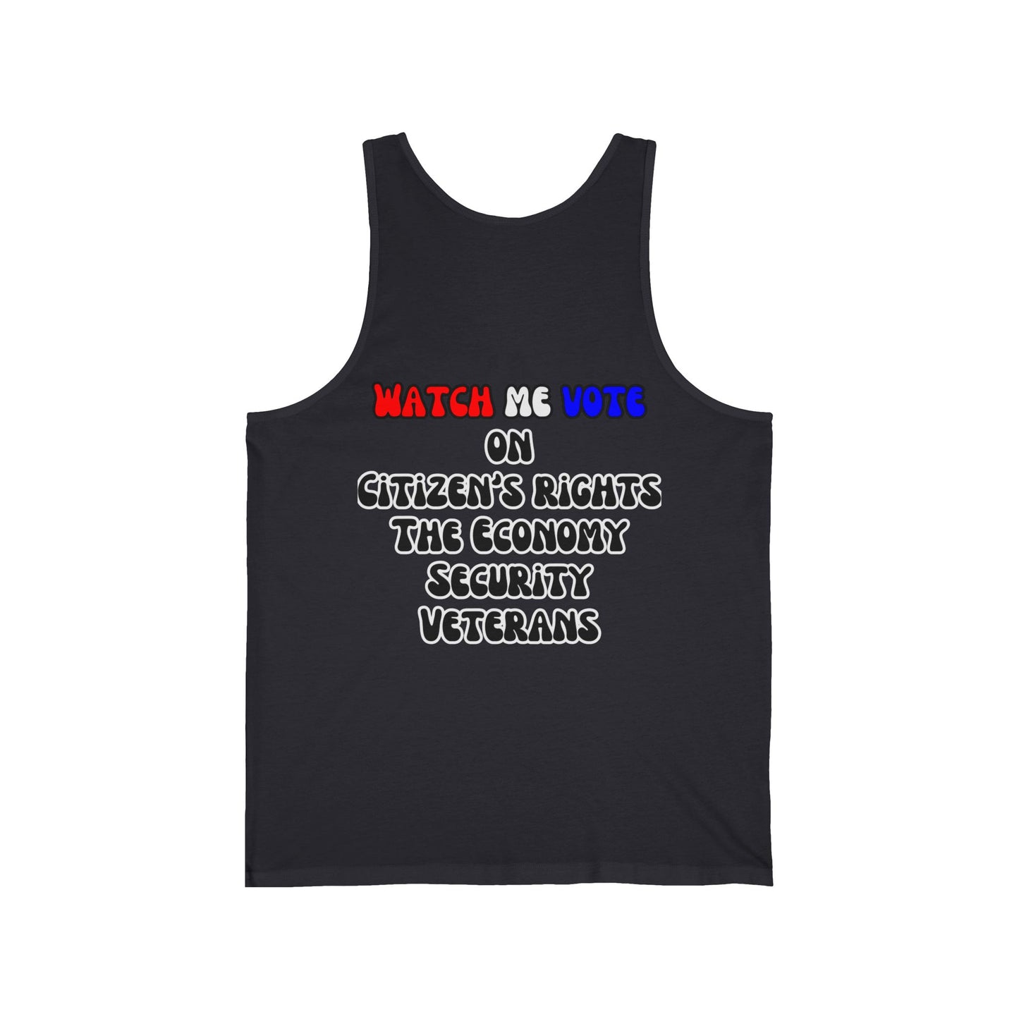 2-sided, I Am Woman Watch Me Vote Unisex Jersey Tank Top by theGreenDragonTavern.shop