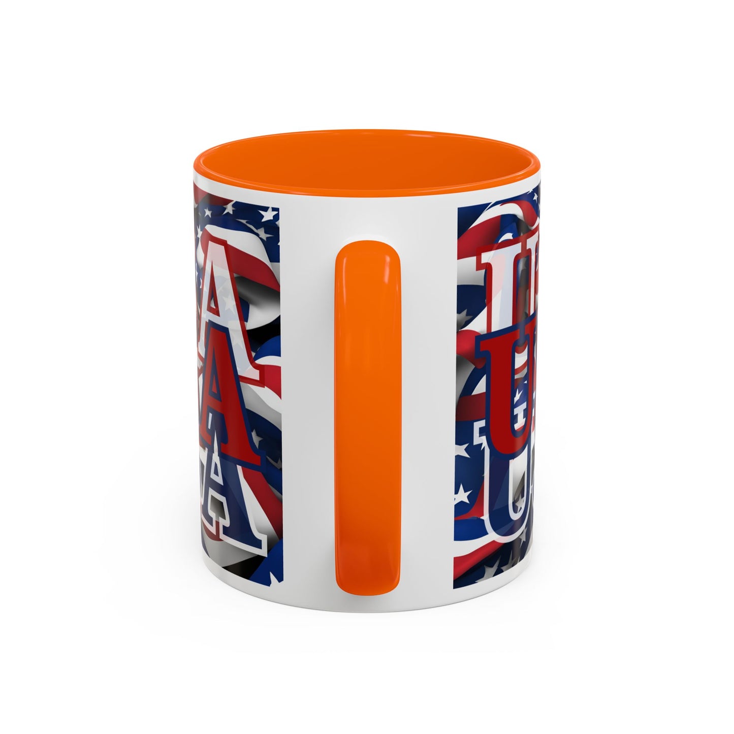 USA Red font Center Patriot White Accent Mug by theGreenDragonTavern.shop