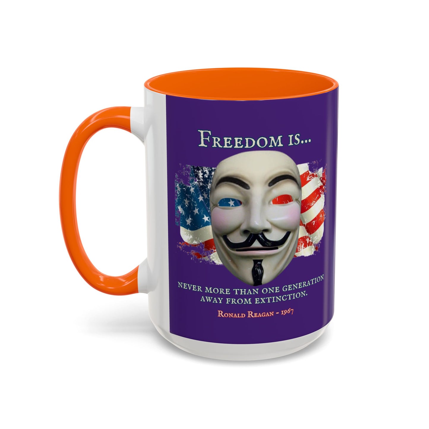 Ronald Reagan Freedom Vendetta Purple Accent Mug by theGreenDragonTavern.shop