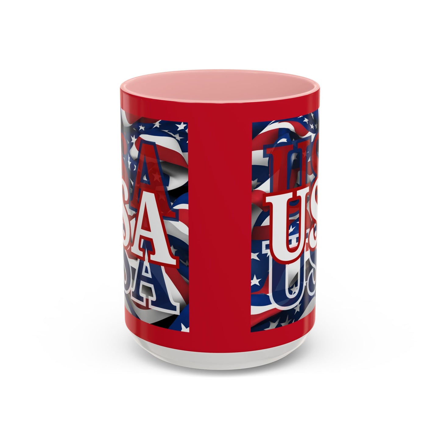 USA White font Center Patriot Red Accent Mug by theGreenDragonTavern.shop