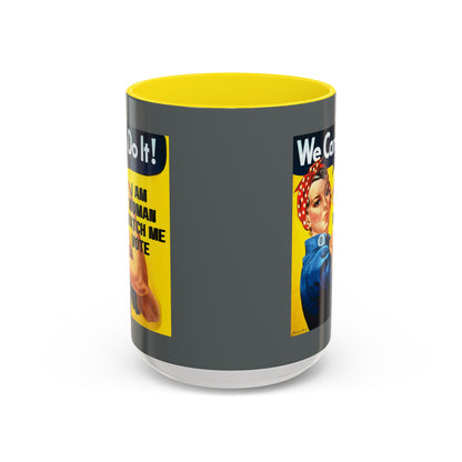 I Am Woman Watch Me Vote Rosie Grey Accent Mug by theGreenDragonTavern.shop