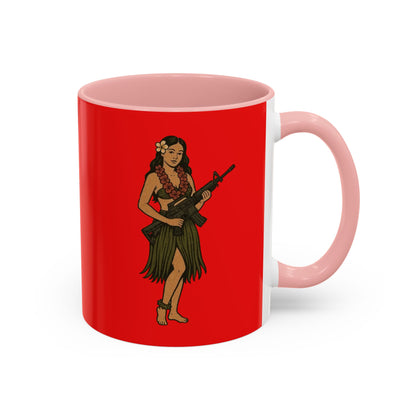 Hula Girl Packin' Heat Red Accent Mug by theGreenDragonTavern.shop