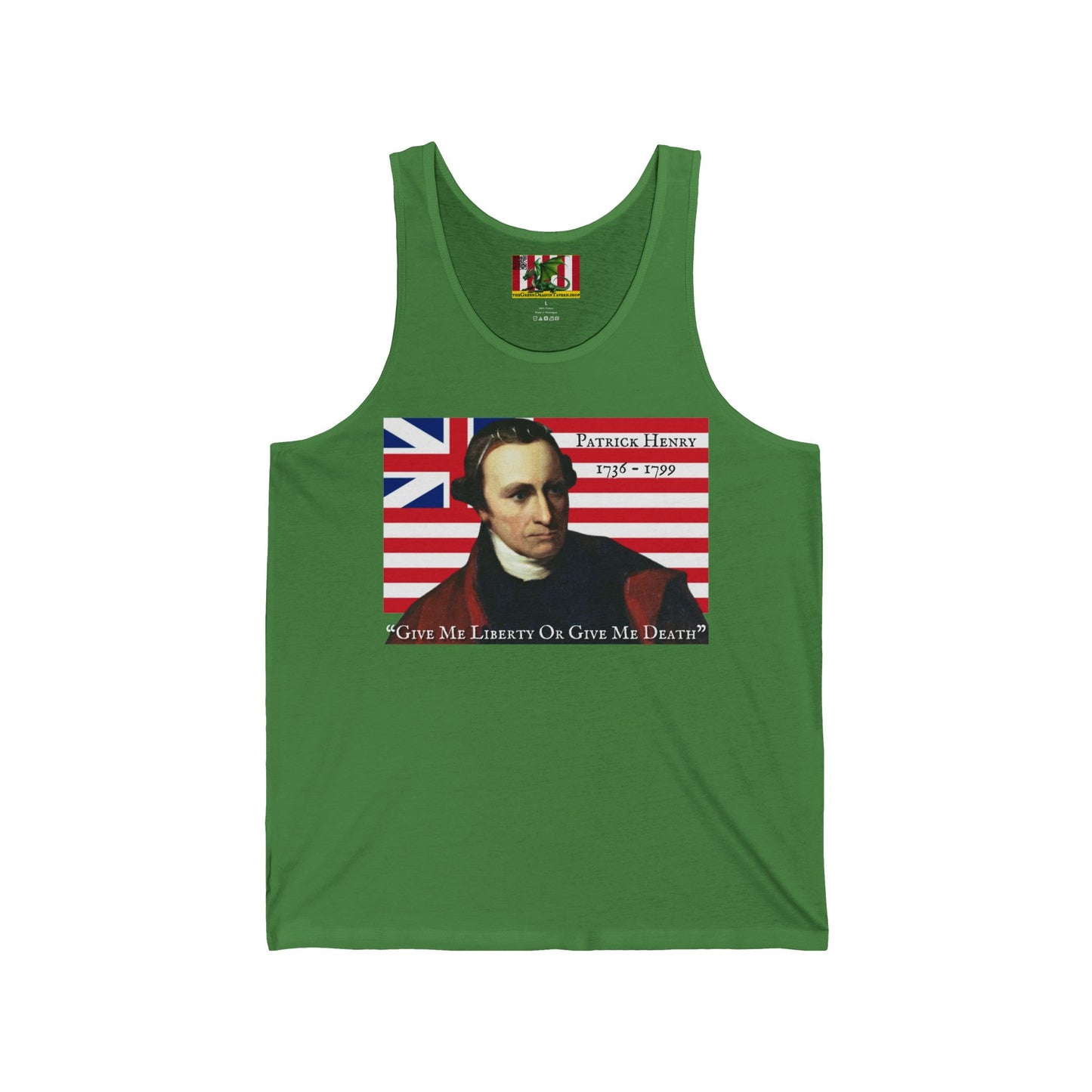 Patrick Henry Unisex Jersey Tank Top by theGreenDragonTavern.shop