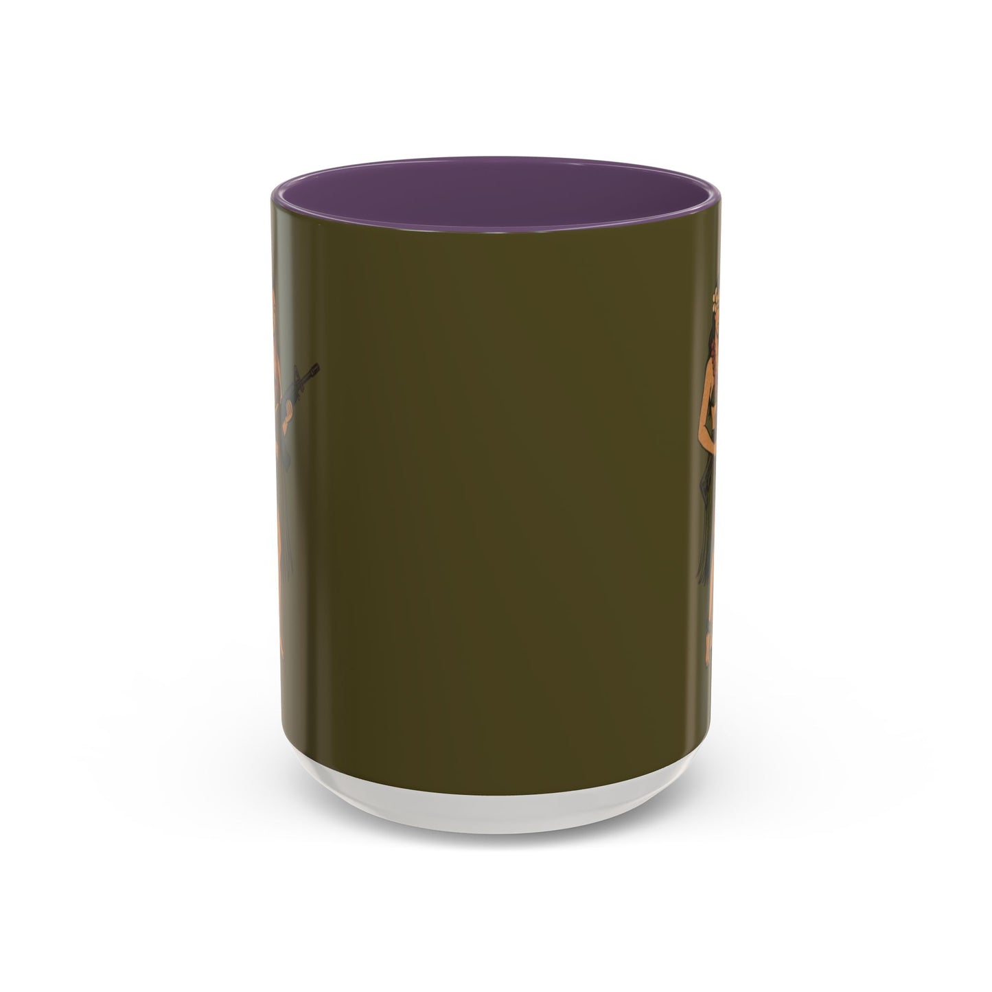 Hula Girl Packin' Heat Dark Green Accent Mug by theGreenDragonTavern.shop