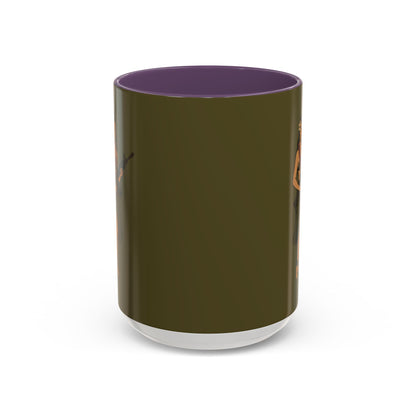 Hula Girl Packin' Heat Dark Green Accent Mug by theGreenDragonTavern.shop