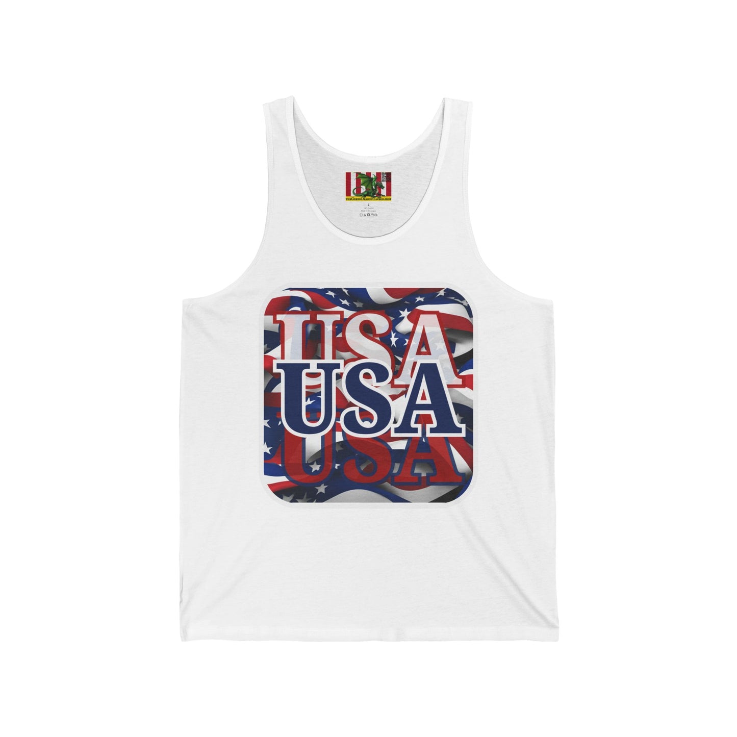 Red White and BLUE USA Patriot Unisex Jersey Tank Top by theGreenDragonTavern.shop