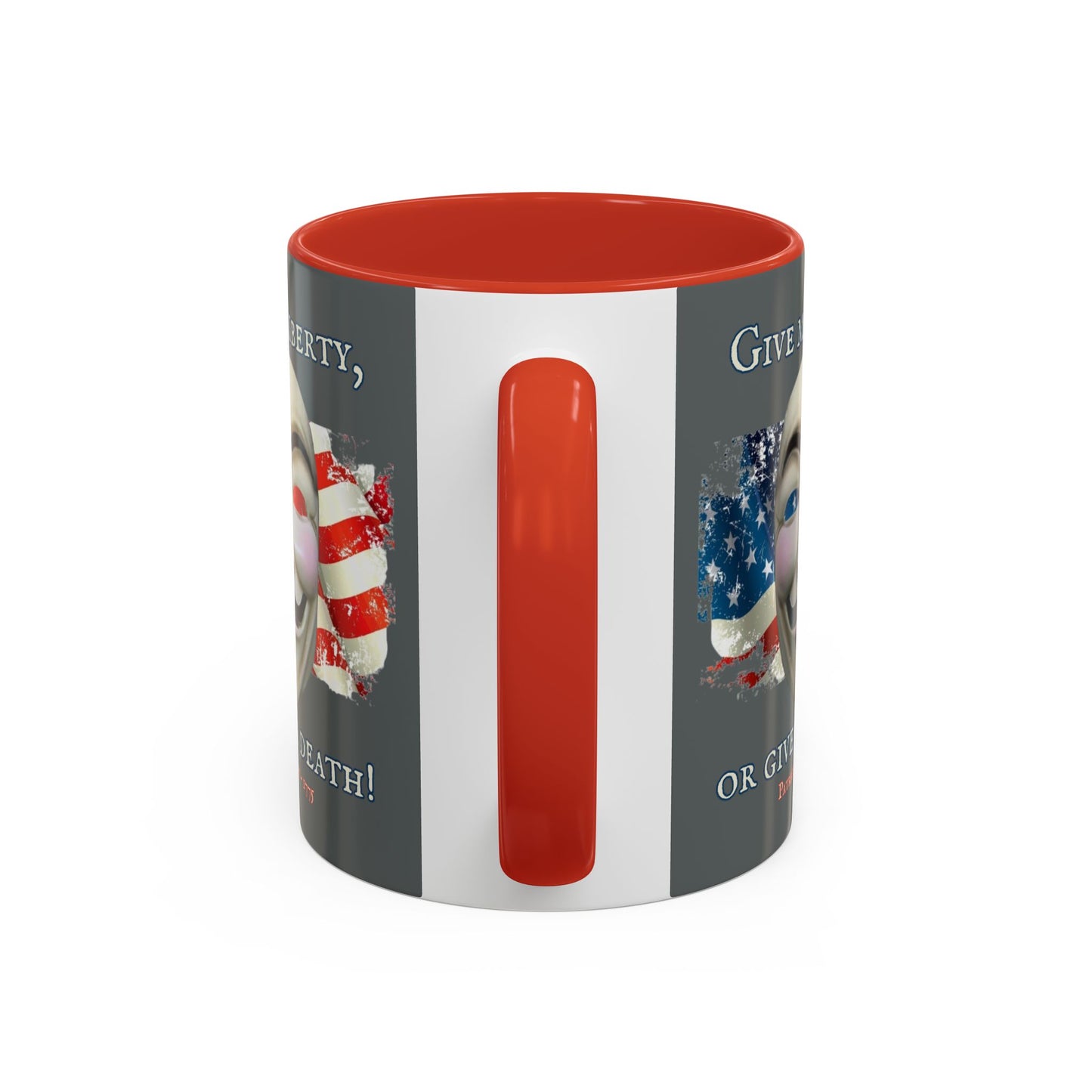 Vendetta, "Give me liberty, or give me death!" Grey Accent Mug by theGreenDragonTavern.shop