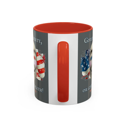 Vendetta, "Give me liberty, or give me death!" Grey Accent Mug by theGreenDragonTavern.shop