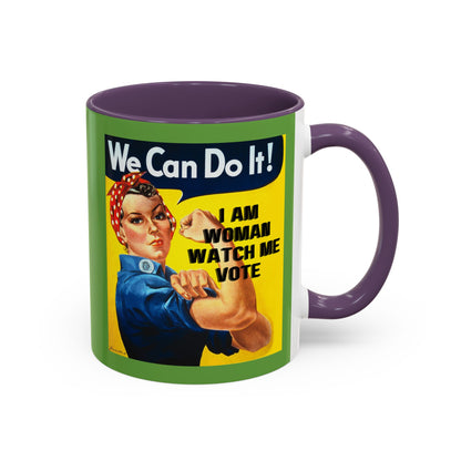 I Am Woman Watch Me Vote Rosie Green Accent Mug by theGreenDragonTavern.shop
