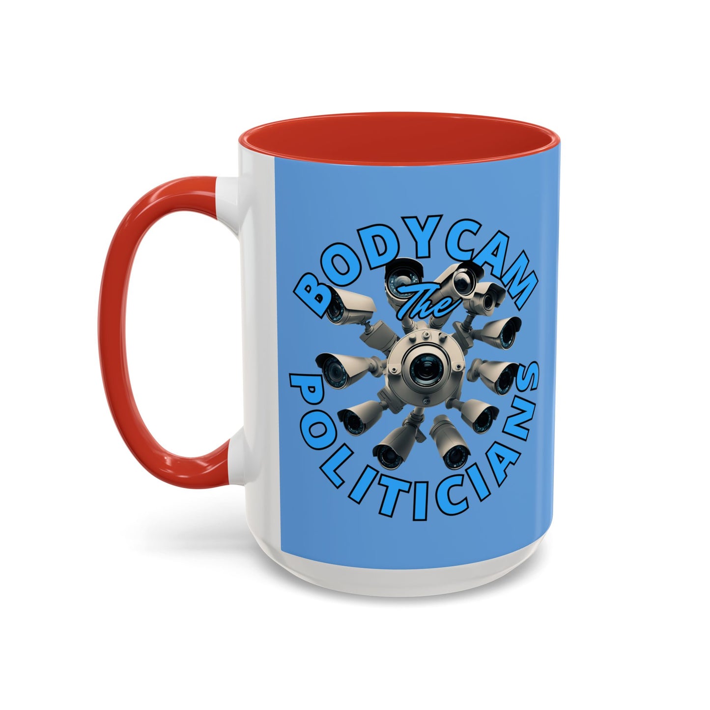 Bodycam the Politicians Cameras Blue Accent Mug by theGreenDragonTavern.shop