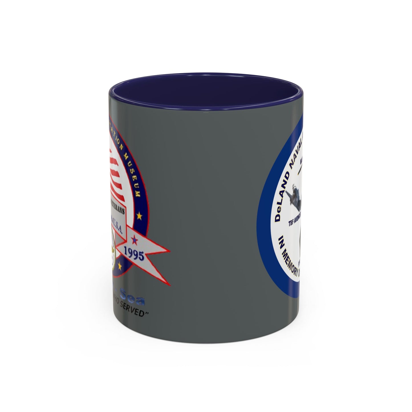 DNASM 2-sided, Founding & Student Art w/Navy Ring Grey Accent Mug by theGreenDragonTavern.shop