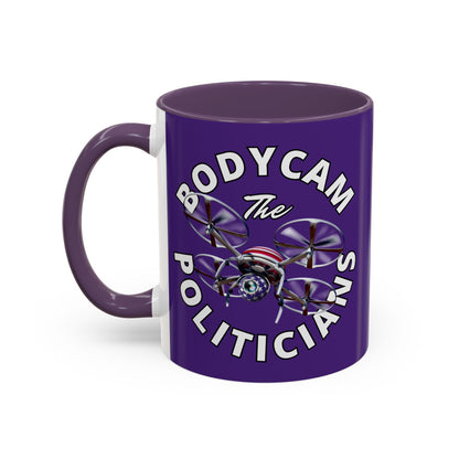 Bodycam the Politicians Drone Dark Purple Accent Mug by theGreenDragonTavern.shop