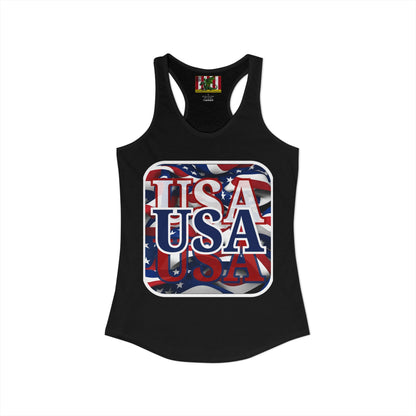 Red White and BLUE USA Patriot Women's Racerback Tank Top by theGreenDragonTavern.shop