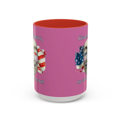 Vendetta, "Give me liberty, or give me death!" Pink Accent Mug by theGreenDragonTavern.shop