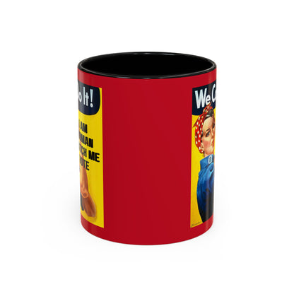 I Am Woman Watch Me Vote Rosie Red Accent Mug by theGreenDragonTavern.shop