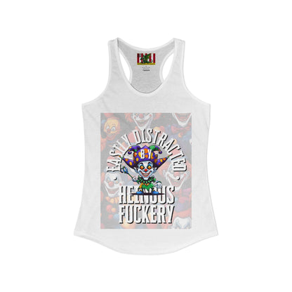 Easily Distracted by Heinous Fuckery Little Jinx Women's Racerback Tank Top by theGreenDragonTavern.shop