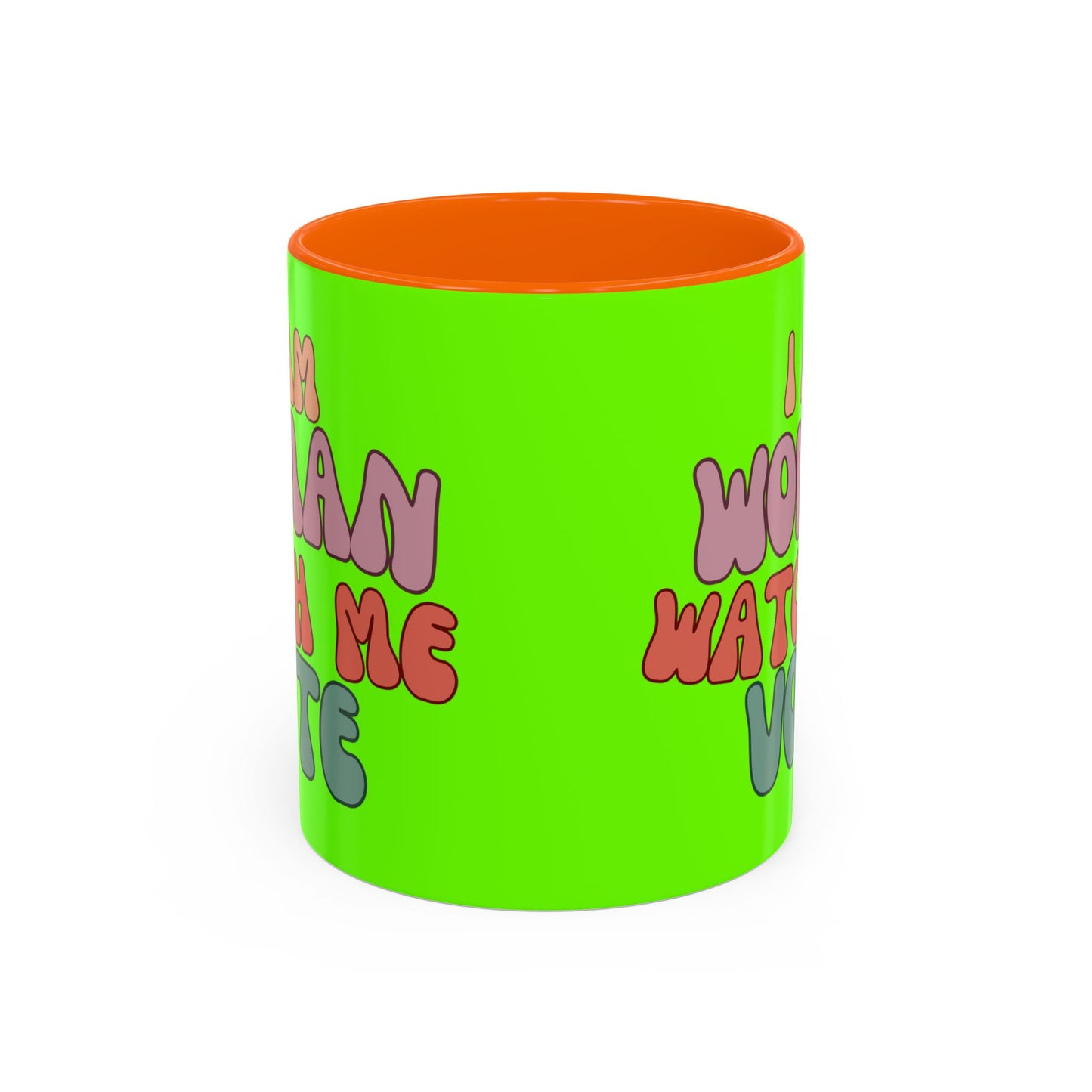 I Am Woman Watch Me Vote Light Green Accent Mug by theGreenDragonTavern.shop