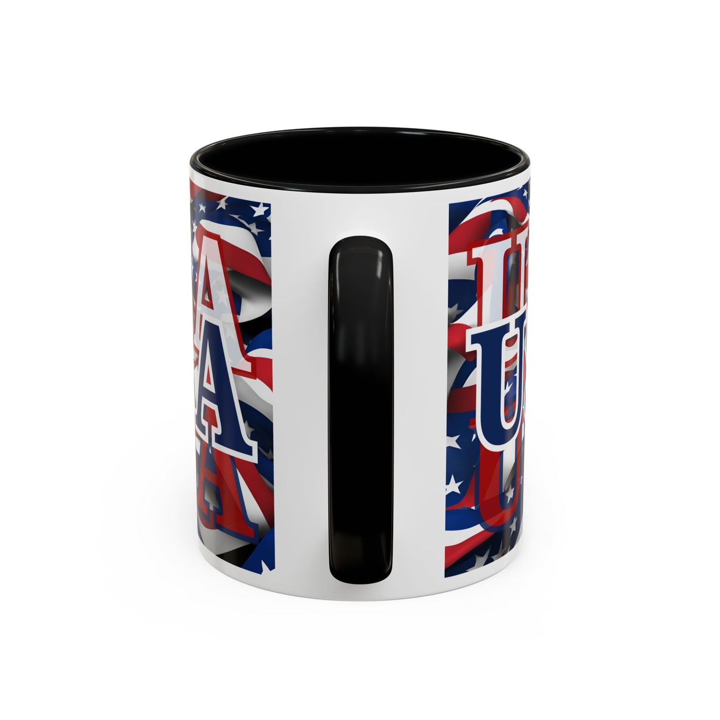 USA Blue font Center Patriot White Accent Mug by theGreenDragonTavern.shop