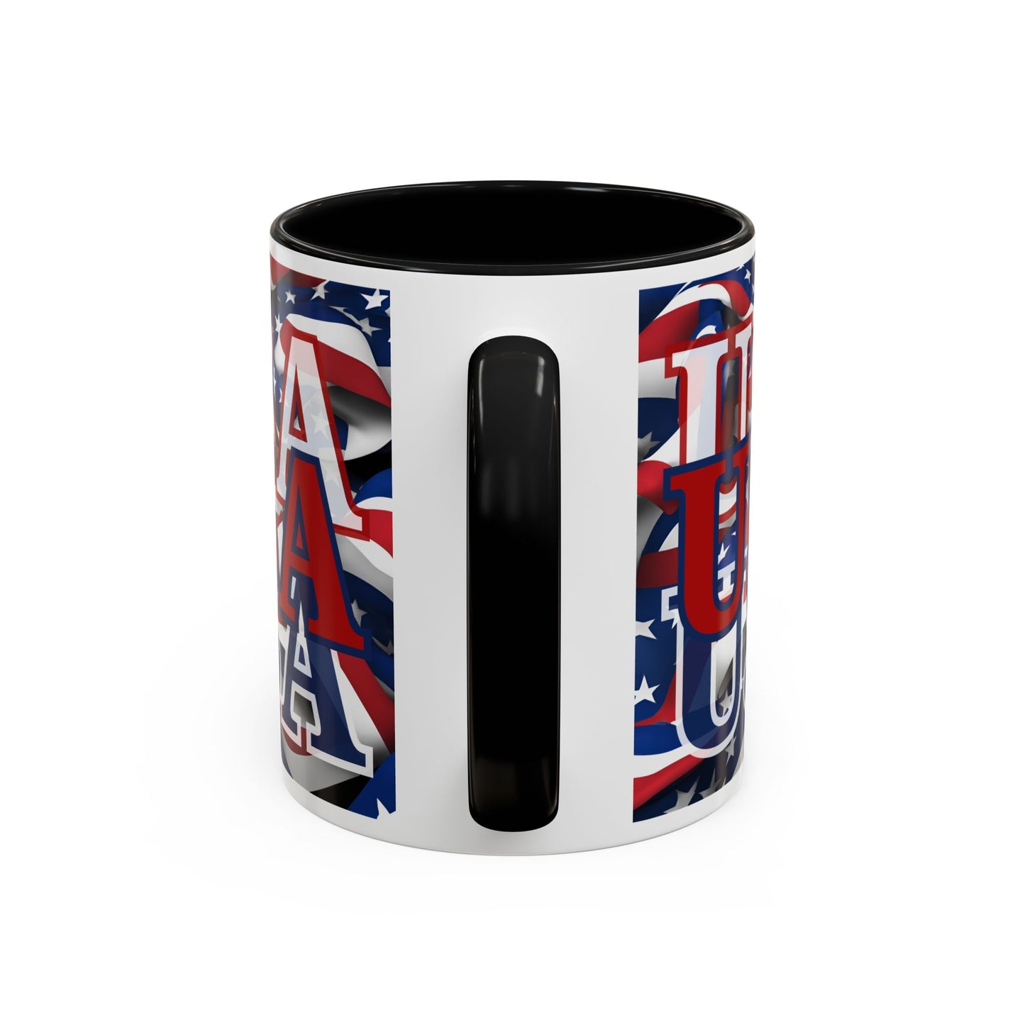 USA Red font Center Patriot White Accent Mug by theGreenDragonTavern.shop