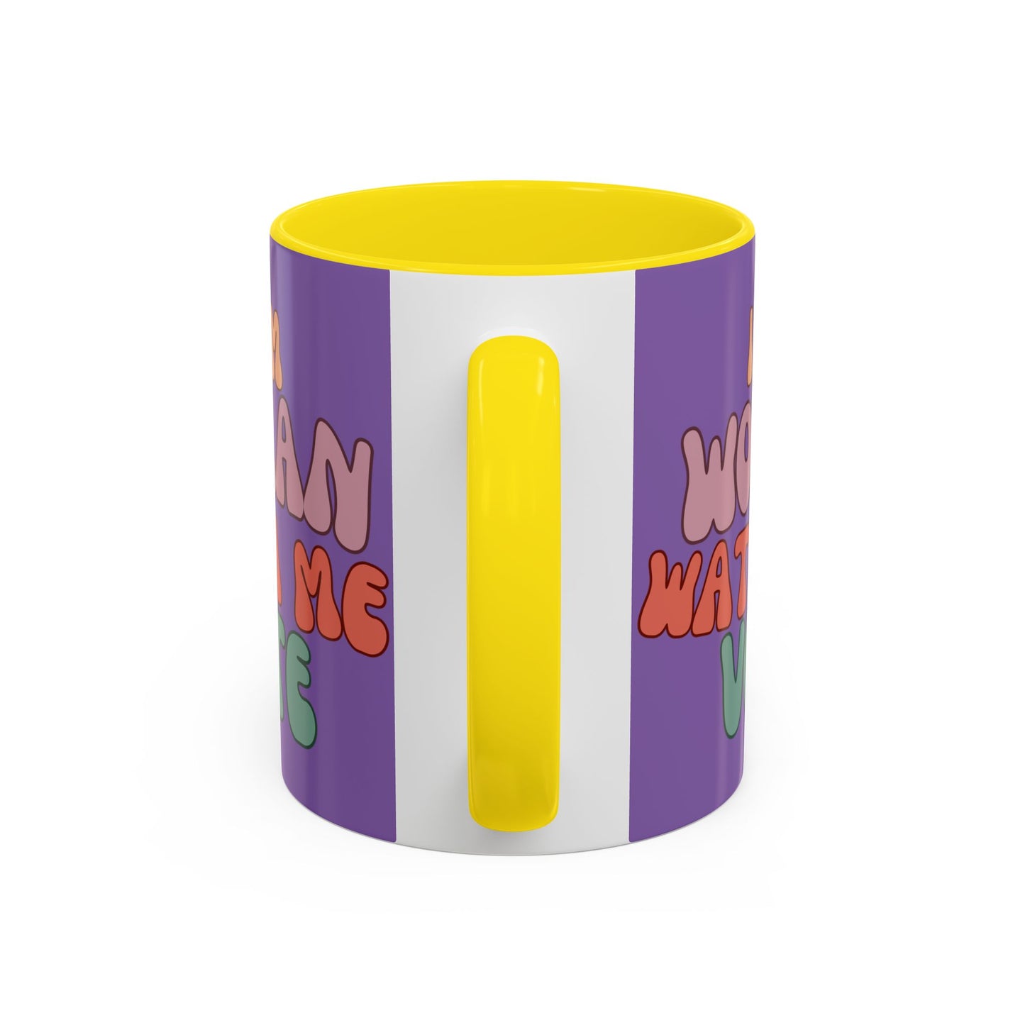 I Am Woman Watch Me Vote Purple Accent Mug by theGreenDragonTavern.shop