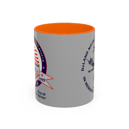 DNASM 2-sided, Founding & Student Art Light Grey Accent Mug by theGreenDragonTavern.shop