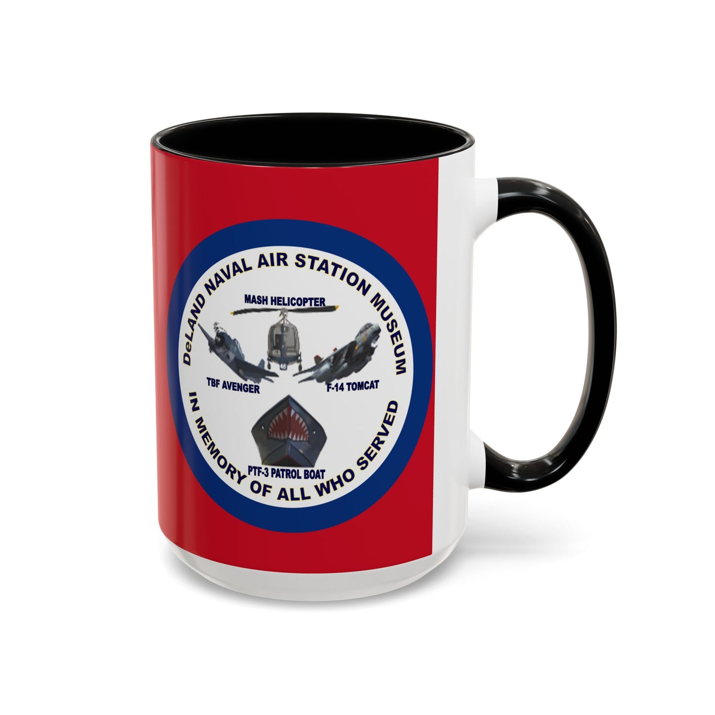 DNASM 2-sided, Founding & Student Art w/Navy Ring Red Accent Mug by theGreenDragonTavern.shop