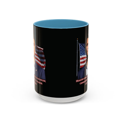 Charlie Kirk, Healthy Debate Black Accent Mug by theGreenDragonTavern.shop